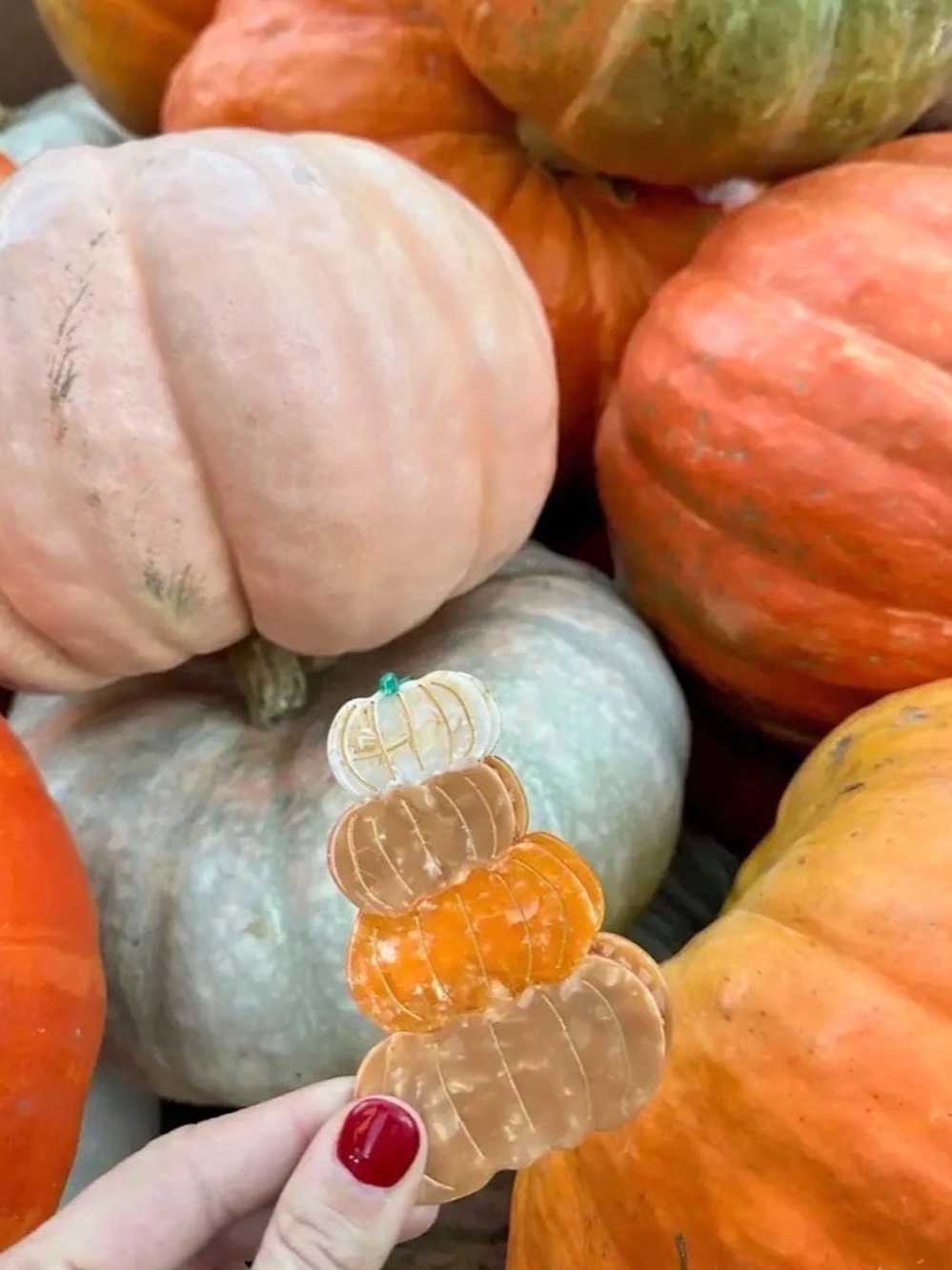 🎃 Solar Eclipse Pumpkin Stack Claw Clip Orange & Clear